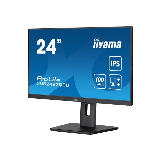 IIYAMA XUB2492QSU-B1 24inch ETE IPS-panel 2560x1440 100Hz QHD 300cd/m2 0.5ms MPRT FreeSync HDMI DP 15cm Height Adj. Stand (P)