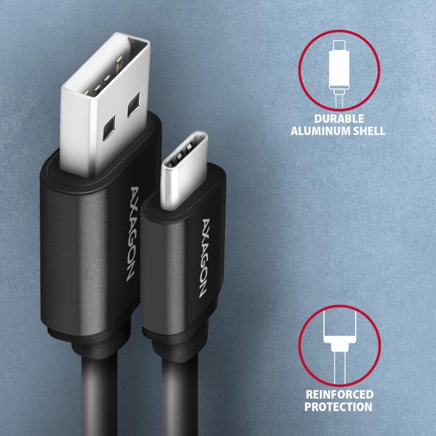 CABLE USB-C TO USB2.0 0.6M/TWISTER BLK BUCM-AM10TB AXAGON