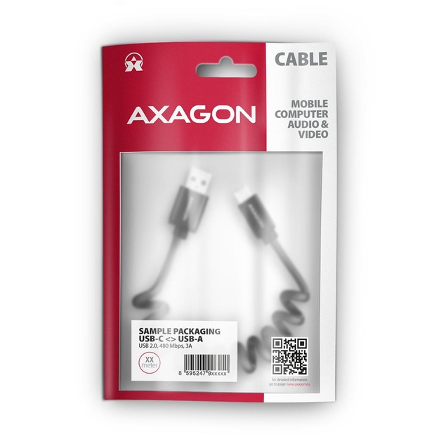 CABLE USB-C TO USB2.0 0.6M/TWISTER BLK BUCM-AM10TB AXAGON
