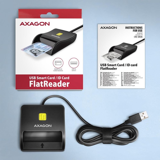 CARD READER FLAT SMARTCARD/USB2.0 1.3M CRE-SM3N AXAGON
