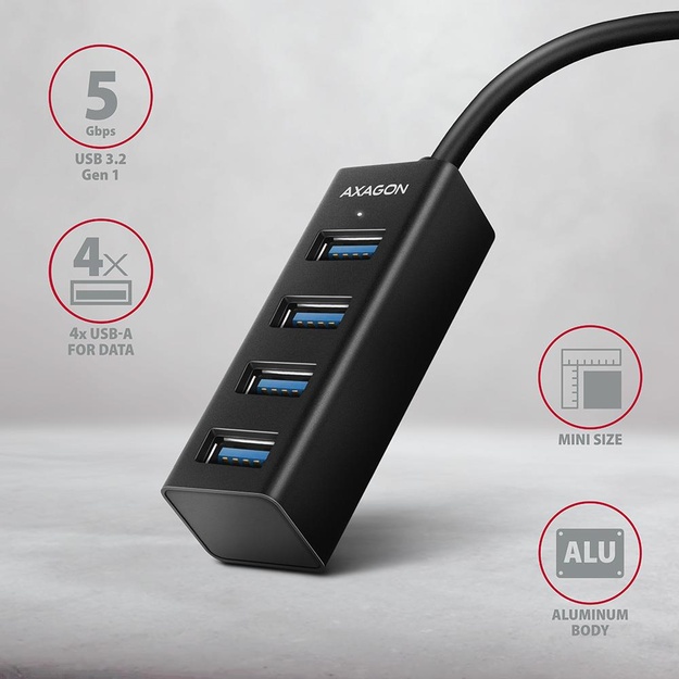 I/O HUB USB-C 4PORT MINI/0.2M HUE-M1C AXAGON