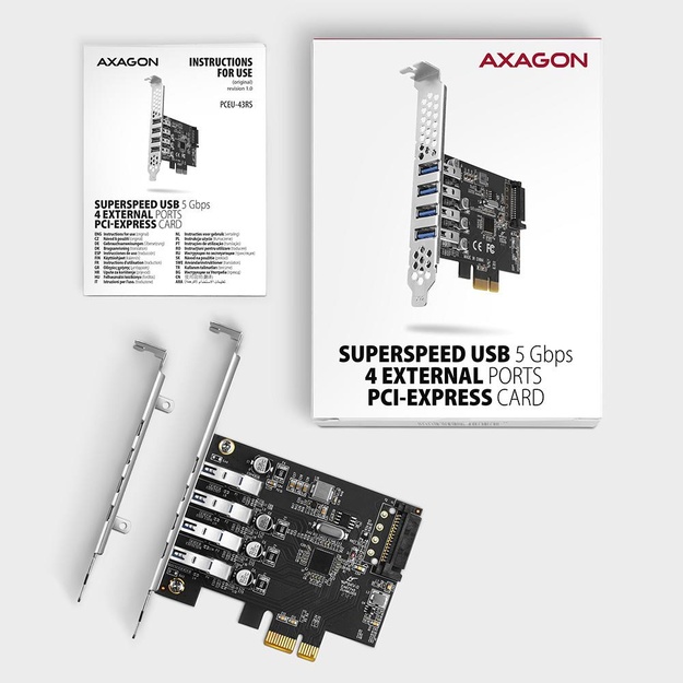 I/O CARD USB PCIE 4PORT/PCEU-43RS AXAGON