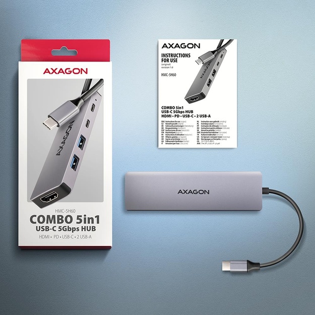 I/O HUB USB-C 5IN1/0.15M HMC-5H60 AXAGON