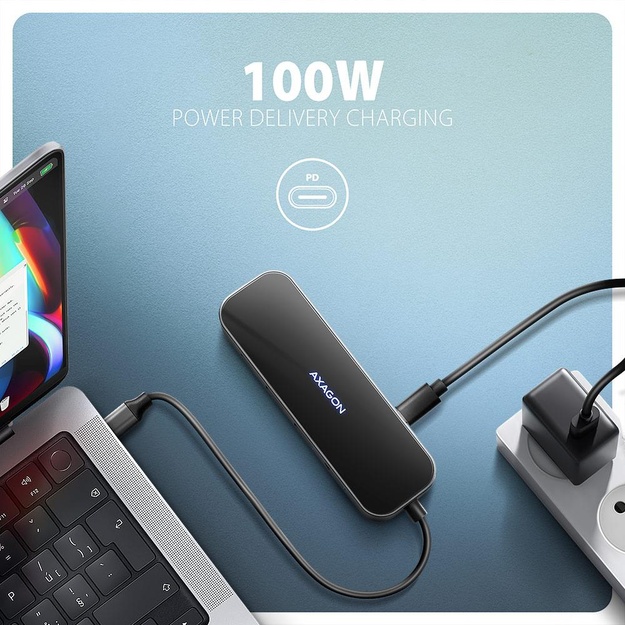 I/O HUB USB-C 6IN1/GLASS 0.2M HMC-6GLN AXAGON