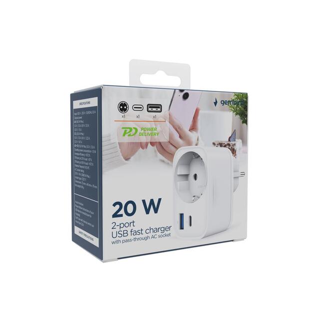 CHARGER USB UNIVERSAL 20W WHT/2P AC TA-ACPDQC20-01-W GEMBIRD 3