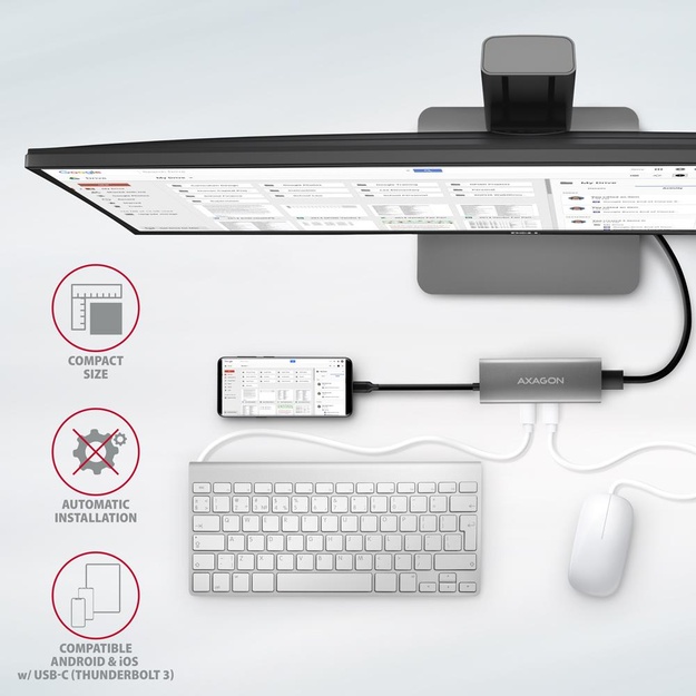 I/O HUB USB-C 5IN1/0.13M HMC-5G22 AXAGON