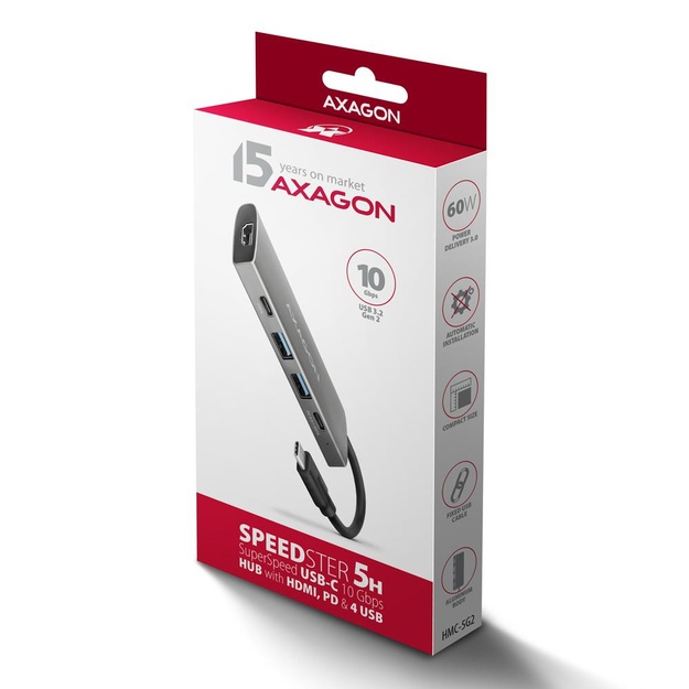 I/O HUB USB-C 5IN1/0.13M HMC-5G22 AXAGON