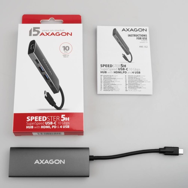 I/O HUB USB-C 5IN1/0.13M HMC-5G22 AXAGON