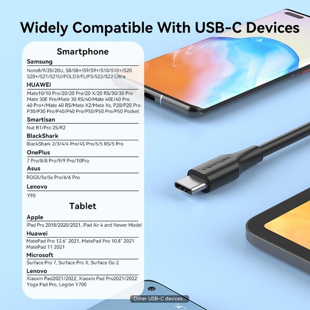 CABLE USB-C TO USB2.0/0.5M BLACK CTHBD VENTION