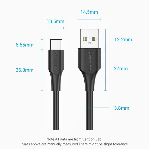 CABLE USB-C TO USB2.0/0.5M BLACK CTHBD VENTION