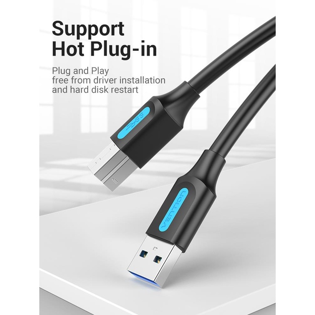 CABLE USB3.0 MALE TO MALE/3M BLACK COOBI VENTION