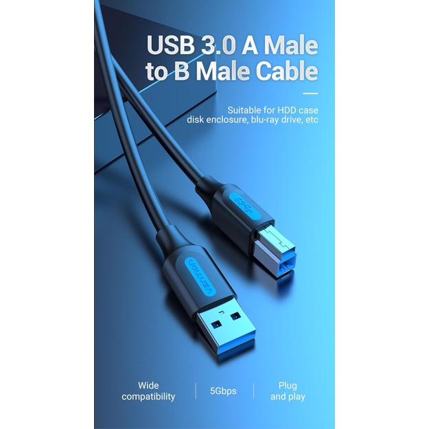 CABLE USB3.0 MALE TO MALE/3M BLACK COOBI VENTION