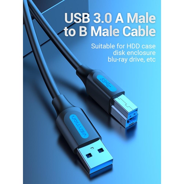 CABLE USB3.0 MALE TO MALE/3M BLACK COOBI VENTION