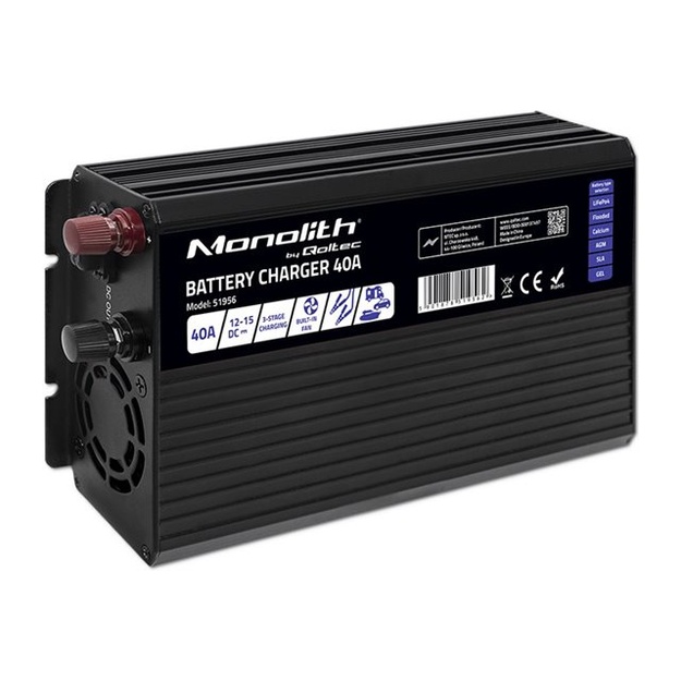 QOLTEC 51956 Smart Monolith charger for LiFePO4 AGM GEL SLA batteries / 40A / 12V