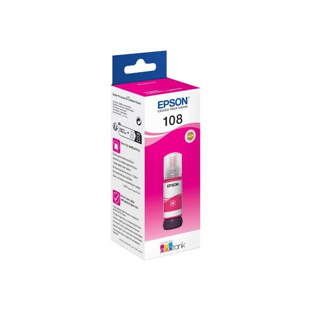 EPSON 108 EcoTank Magenta Ink Bottle 1