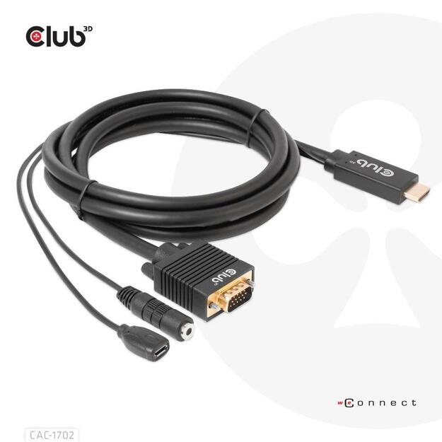 CABLE HDMI TO VGA 2M/M/M CAC-1712 CLUB3D 1