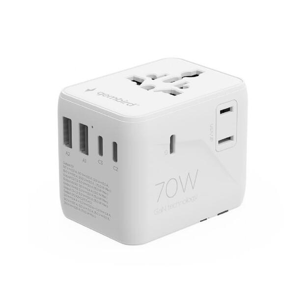 POWER ADAPTER TRAVEL 70W/WHITE TPA-2A3C70-01-W GEMBIRD