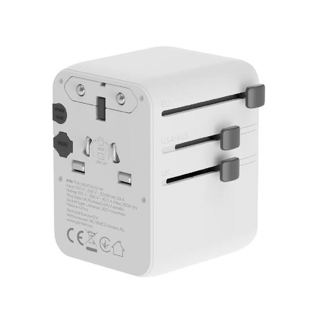 POWER ADAPTER TRAVEL 70W/WHITE TPA-2A3C70-01-W GEMBIRD 1