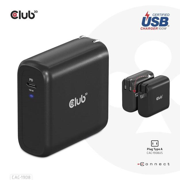 MOBILE TRAVEL CHARGER USB-C/100W CAC-1908EU CLUB3D 2