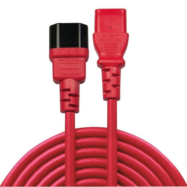 CABLE POWER IEC EXTENSION 2M/RED 30478 LINDY 1
