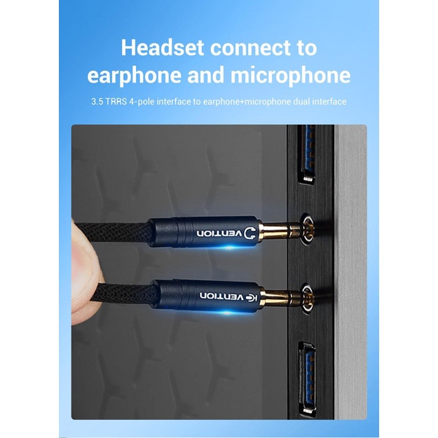 CABLE AUDIO 2X3.5MM TO 3.5MM/0.3M BBTBY VENTION