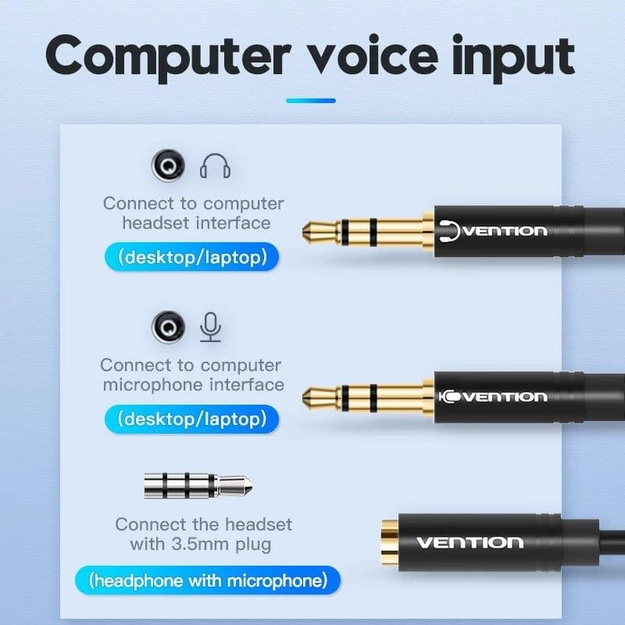 CABLE AUDIO 2X3.5MM TO 3.5MM/0.3M BBTBY VENTION