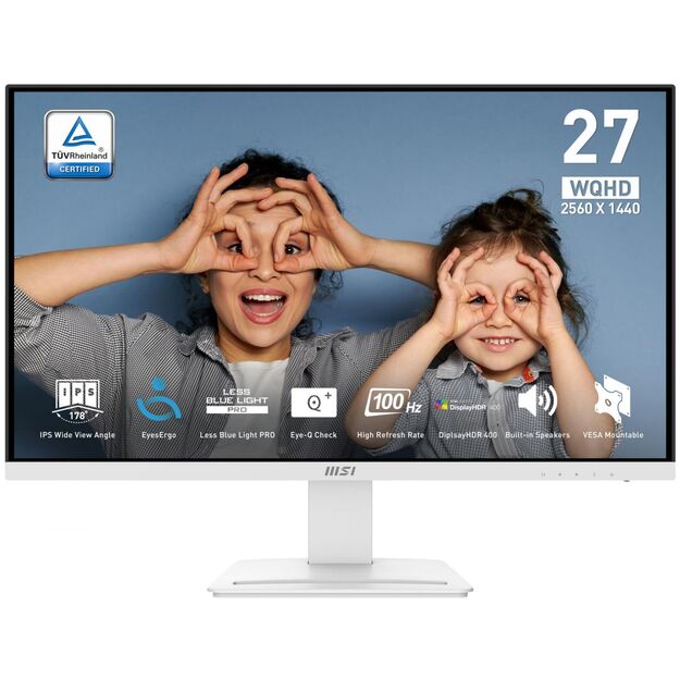 LCD Monitor|MSI|PRO MP273QW E2|27 |Business|Matte|2560x1440|16:9|100Hz|1 ms|Speakers|Colour White|PROMP273QWE2 1
