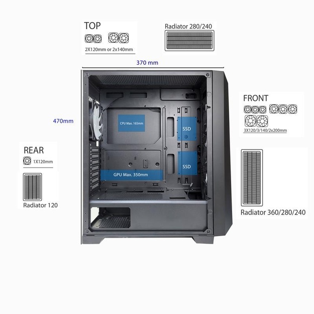 Case|XILENCE|XILENT BREEZE|MidiTower|Not included|ATX|MicroATX|MiniITX|Colour Black|XG131