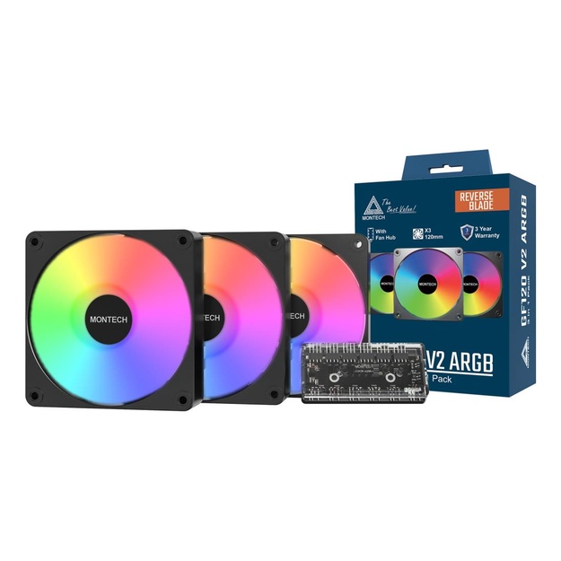 CASE FAN 120MM GF120R V2/ARGB PWM 3I1 (B) MONTECH
