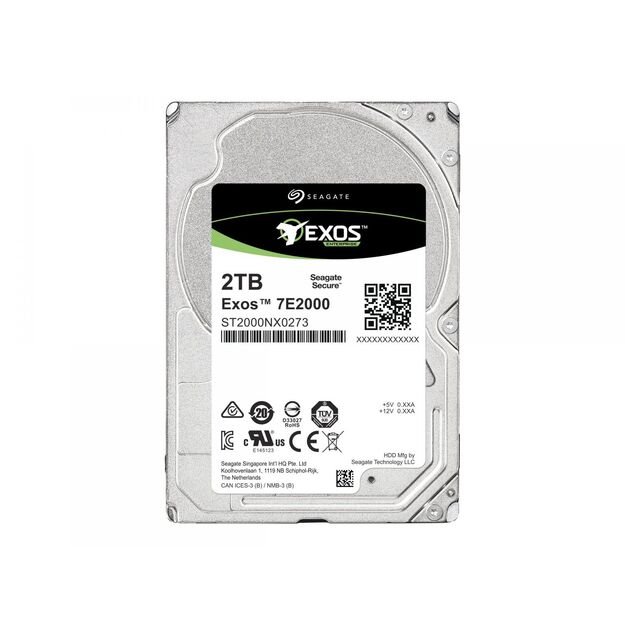 SEAGATE EXOS 7E2000 Enterprise Capacity 2.5 2TB HDD 512Emulation 7200rpm 128MB 2,5inch SAS 12Gb/s 24x7 long-term usage BLK 3