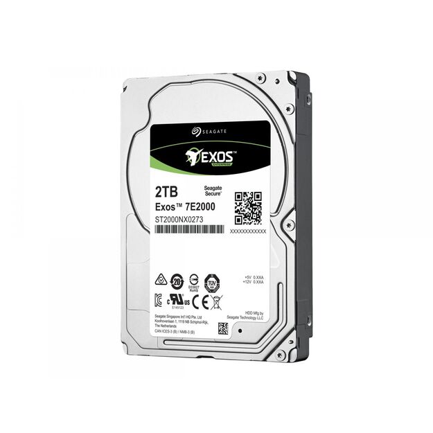 SEAGATE EXOS 7E2000 Enterprise Capacity 2.5 2TB HDD 512Emulation 7200rpm 128MB 2,5inch SAS 12Gb/s 24x7 long-term usage BLK 2