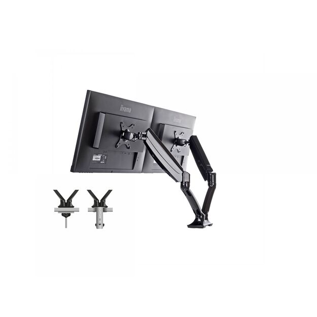IIYAMA DS3002C-B1 ACC Flexible desk mount for dual monitor 10i-27i height adj. gas spring size VESA 75x75/100x100 1-5kg (P)