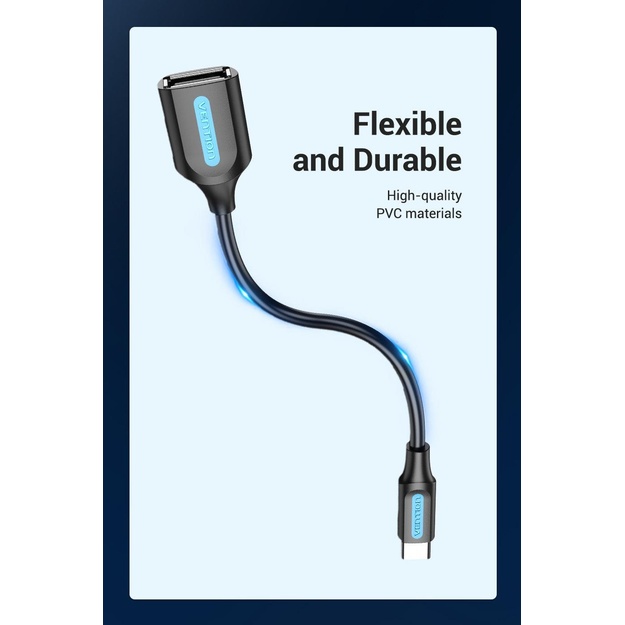 CABLE USB2.0C MALE TO A FEMALE/0.15M BLACK CCSBB VENTION