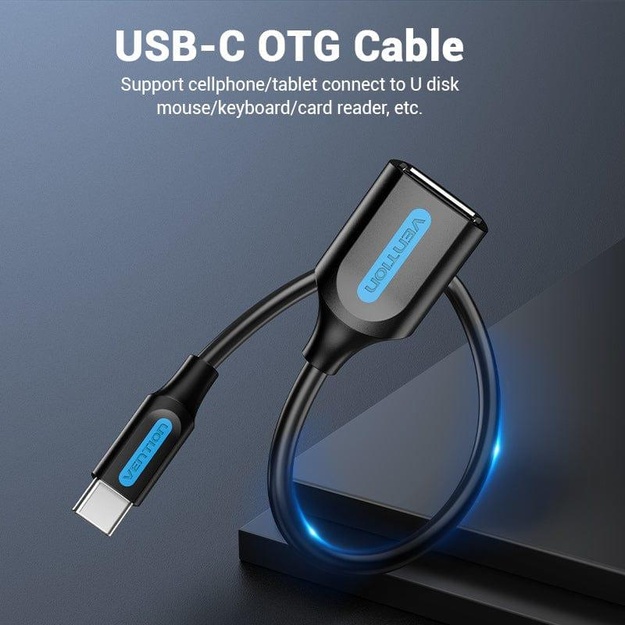 CABLE USB2.0C MALE TO A FEMALE/0.15M BLACK CCSBB VENTION