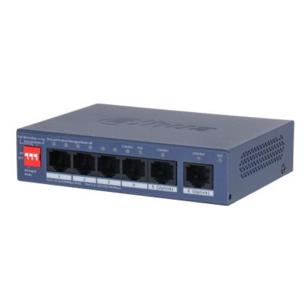 Switch|DAHUA|CS4006-4ET2GT-36|Switch type Managed|Switch layer L2|Form factor Desktop/Wall-Mounting|6xRJ-45 ports|RJ-45 Ports Type Gigabit Ethernet (10/100/1000)|4xFast Ethernet (copper) ports quantity|2xGigabit Ethernet (copper) ports quantity|Power over