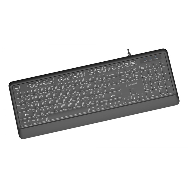 GEMBIRD Slim wired backlight keyboard black US layout