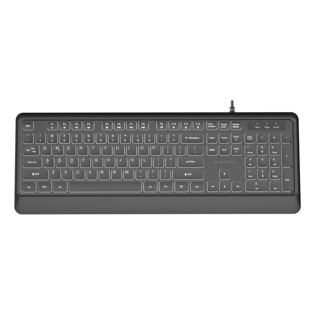 GEMBIRD Slim wired backlight keyboard black US layout