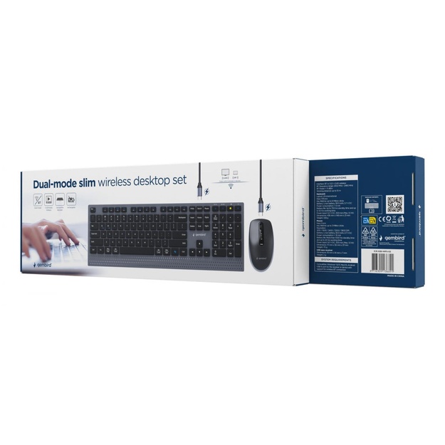 KEYBOARD +MOUSE WRL ENG/BK KBS-WPS-02 GEMBIRD