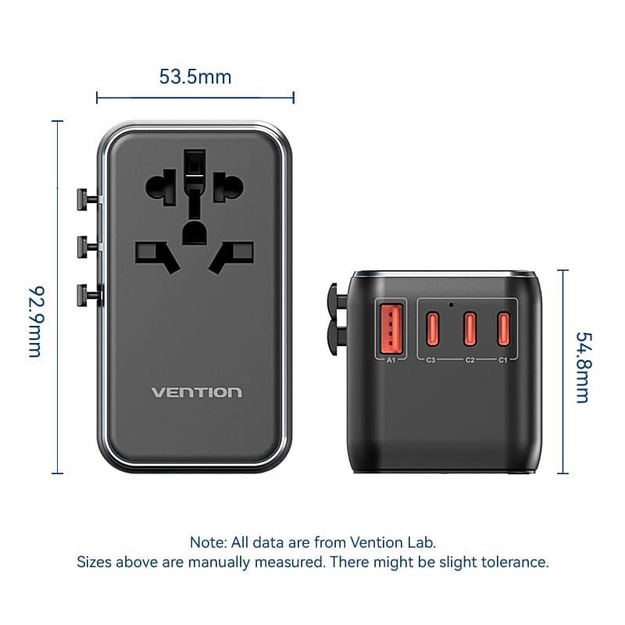 POWER ADAPTER TRAVEL 4PORT/BLACK FJGB0 VENTION
