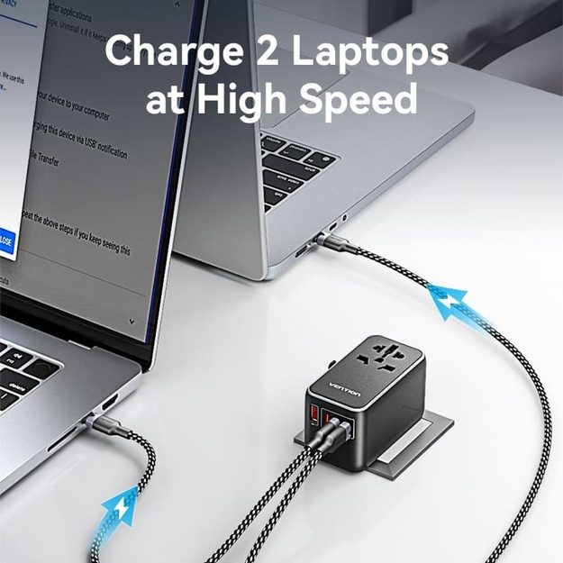 POWER ADAPTER TRAVEL 4PORT/BLACK FJGB0 VENTION
