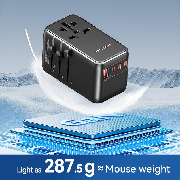 POWER ADAPTER TRAVEL 4PORT/BLACK FJGB0 VENTION