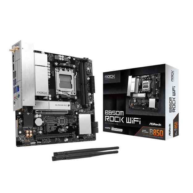Mainboard|ASROCK|AMD B850|Socket AM5|micro ATX|RAM DDR5-SDRAM|2xSlots|Wi-Fi Yes|Bluetooth Yes|1xNumber of M.2 (M) slots|B850MROCKWIFI