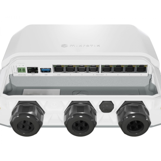 MIKROTIK RB5009UPr+S+OUT Outdoor Router 7x RJ45 1000Mb/s 1x RJ45 2.5Gb/s POE LAN port 1x SFP+ 1x USB 3.0 150W PoE