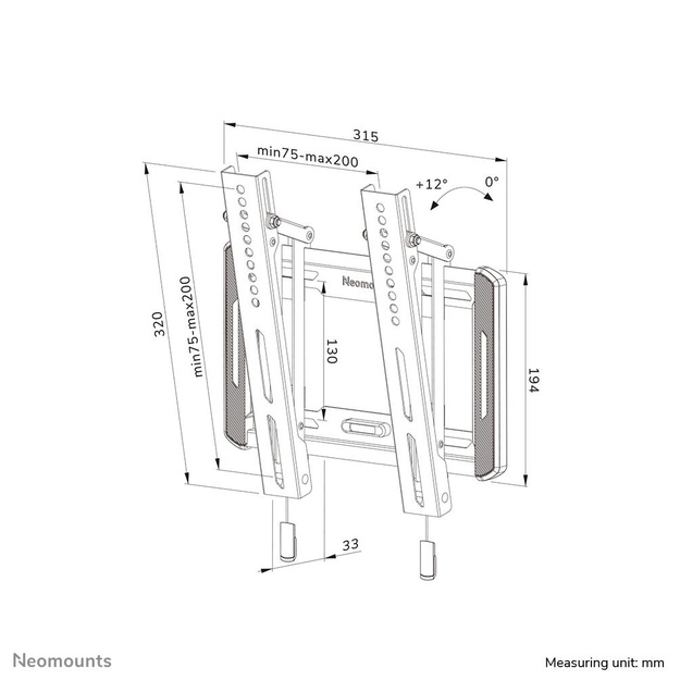 Televizoriaus laikiklis sieninis/WL35-550BL12 NEOMOUNTS