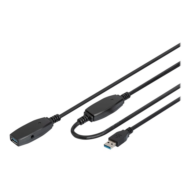 DIGITUS Extension Cable USB 3.0 SuperSpeed Type USB A/A M/F active black 15m