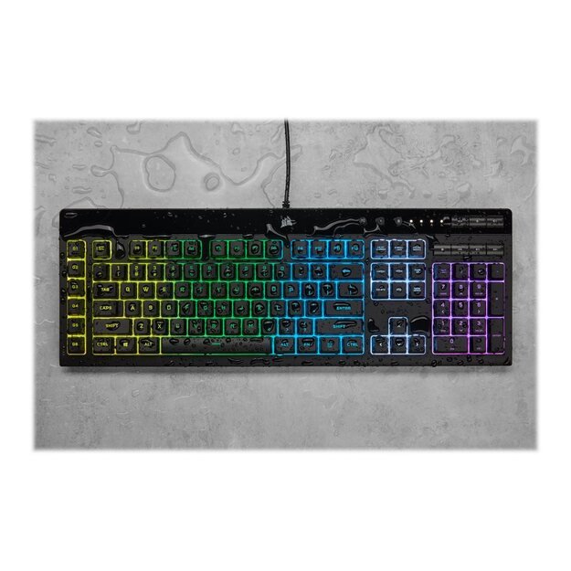 Klaviatūra laidinė CORSAIR K55 RGB PRO Gaming Backlit Zoned RGB LED Rubberdome 56