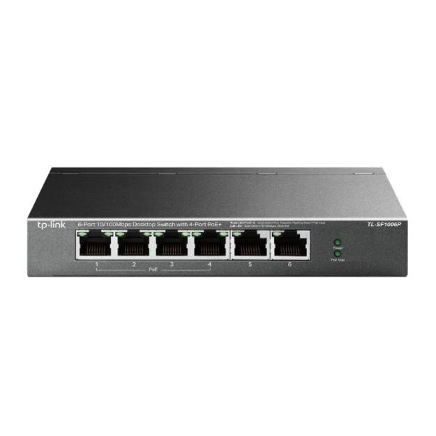 Komutatorius TP-LINK TL-SF1006P Desktop 6x10Base-T 100Base-TX PoE+ ports 4