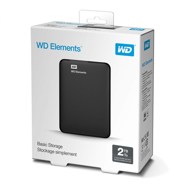 Išorinis kietasis diskas HDD |WESTERN DIGITAL|Elements Portable|2TB|USB 3.0|Colour Black|WDBU6Y0020BBK-WESN