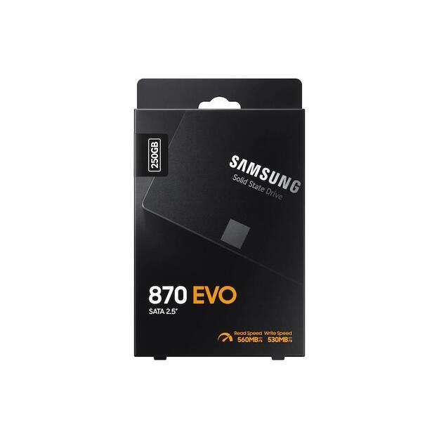 Kietasis diskas (SSD) vidinis SAMSUNG 870 EVO 250GB SATA III 2.5inch SSD 560MB/s read 530MB/s write