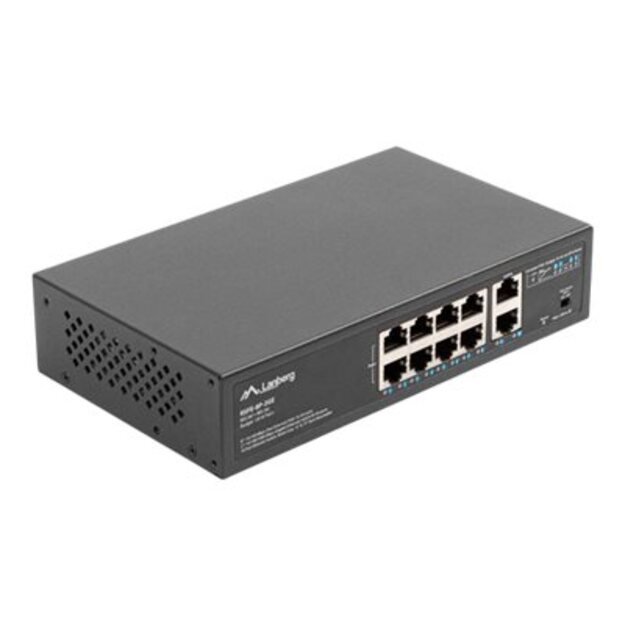 Komutatorius LANBERG switch PoE 19inch 10-port 100MB 8 ports PoE 30W/port max 120w RSFE-8P-2GE unmanaged
